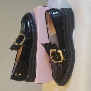 LOUISE et CIE Lo-Elixen black cow patent loafers
